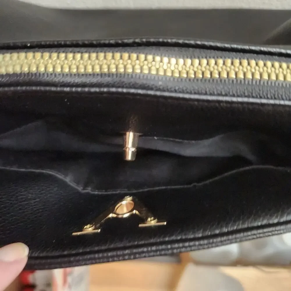 New Grossi New York Shoulder Crossbody Evening Bag Purse Black Gold NWT